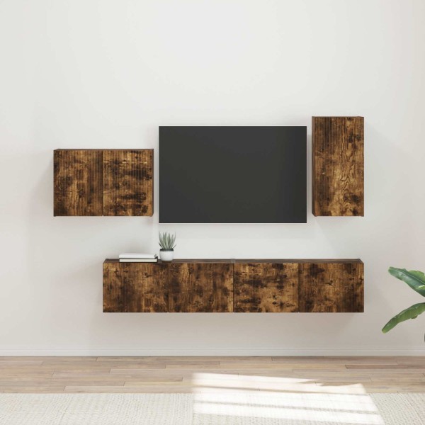 TV wall cabinet set 4 pcs Smoked oak
