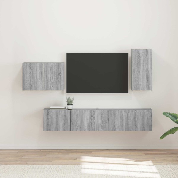 TV wall cabinet set 4 pcs Gray Sonoma