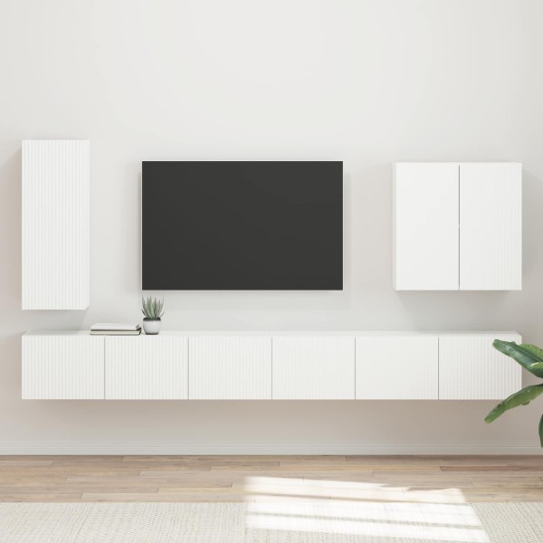 TV wall cabinet set 6 pcs White