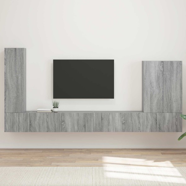 TV wall cabinet set 6 pcs Gray Sonoma