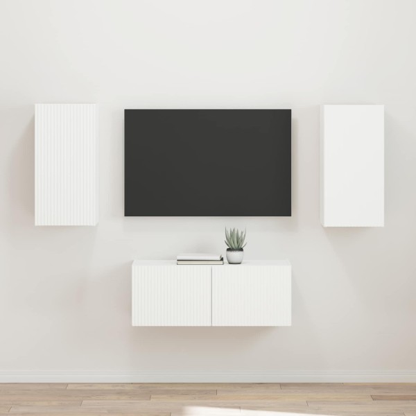 TV cabinet set 2 pcs White Processed wood