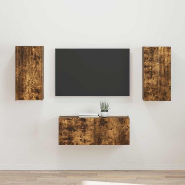 TV cabinet set 2 pcs Smoked oak Processed wood