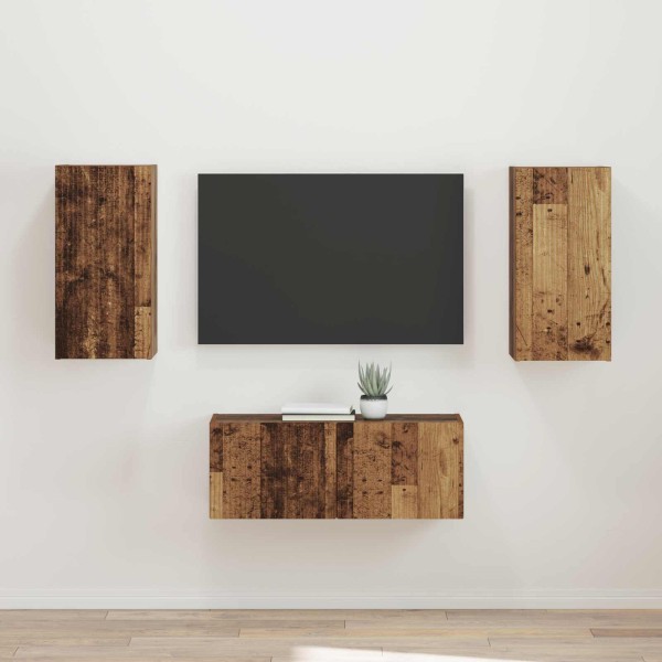 TV cabinet set 2 pcs Old wood Processed wood