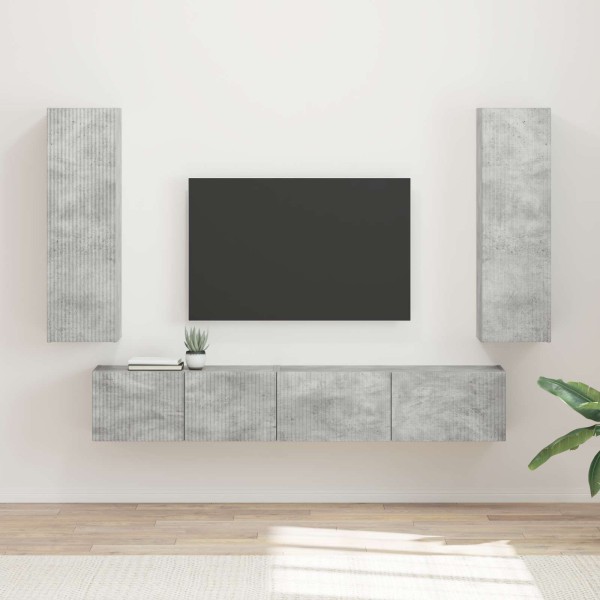 TV cabinet set 3 pcs Concrete gray Processed wood