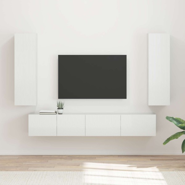 TV cabinet set 3 pcs High gloss white