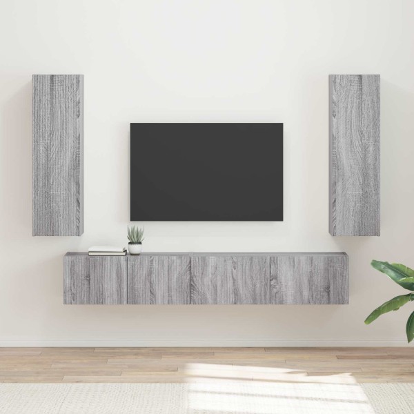 TV cabinet set 3 pcs Gray Sonoma Processed wood