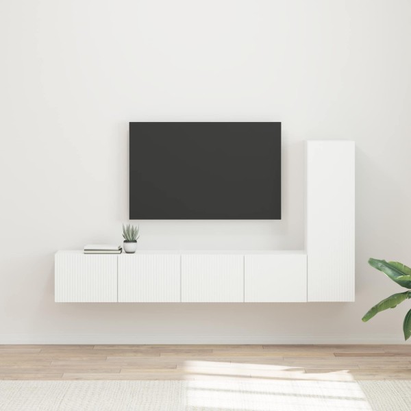 TV cabinet set 3 pcs White Processed wood