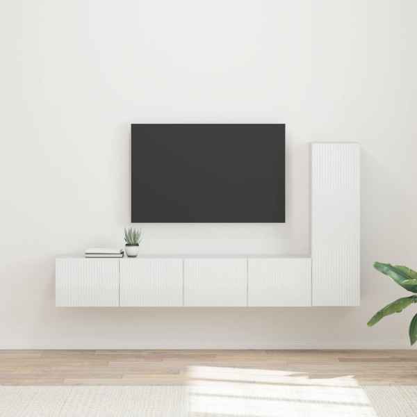 TV cabinet set 3 pcs High gloss white