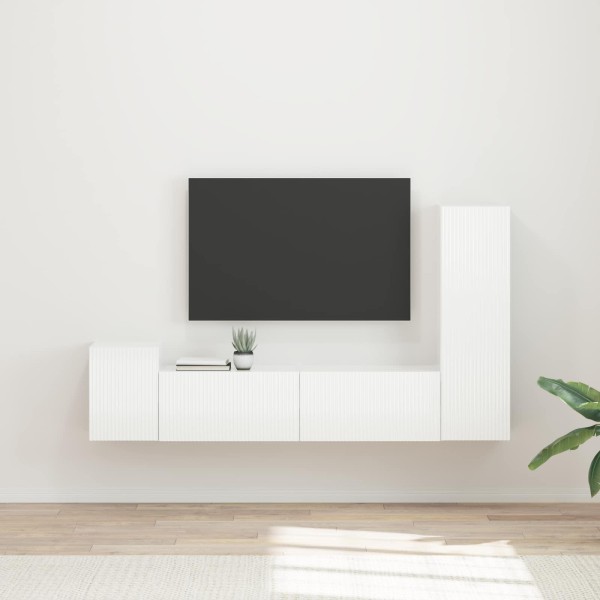 TV cabinet set 4 pcs High gloss white