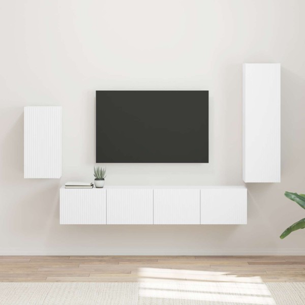 TV cabinet set 4 pcs White Processed wood