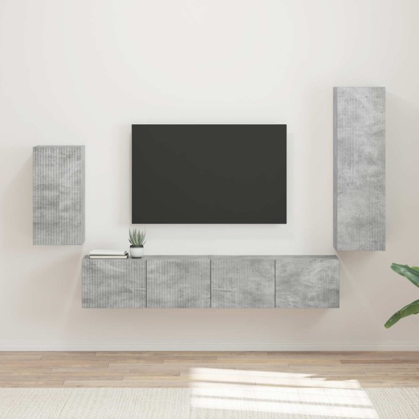 TV cabinet set 4 pcs Concrete gray Processed wood