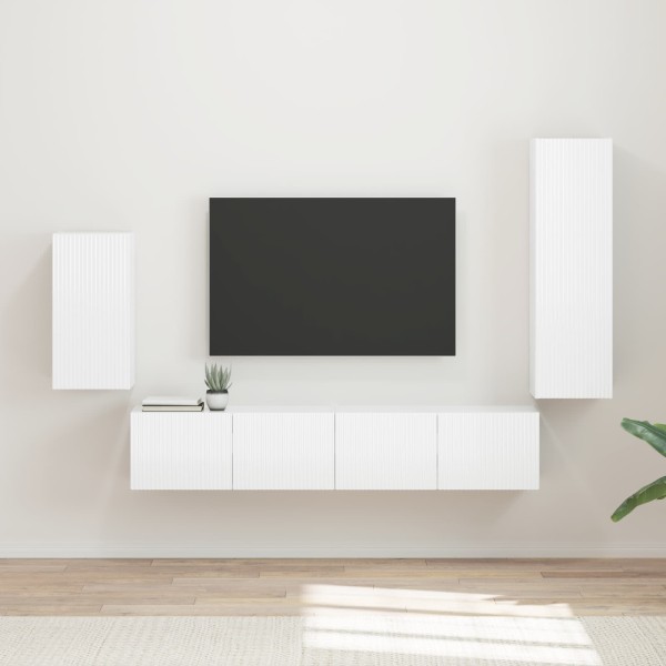 TV cabinet set 4 pcs High gloss white