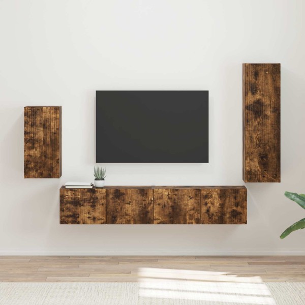 TV cabinet set 4 pcs Smoked oak Processed wood