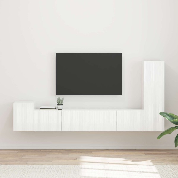 TV cabinet set 3 pcs High gloss white