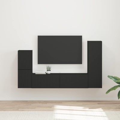 TV cabinet set 4 pcs Black...