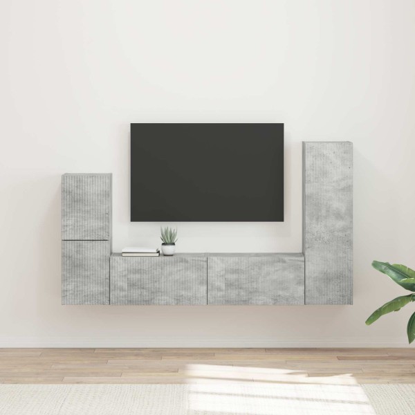 TV cabinet set 4 pcs Concrete gray Processed wood