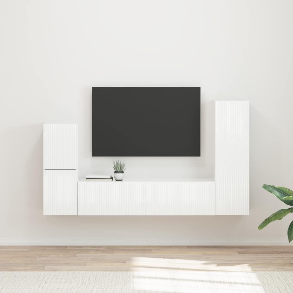 TV cabinet set 4 pcs High gloss white