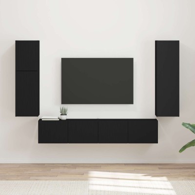 TV cabinet set 4 pcs Black...