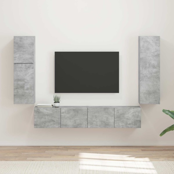 TV cabinet set 4 pcs Concrete gray Processed wood