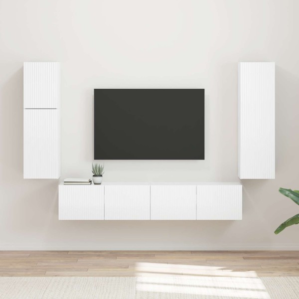 TV cabinet set 4 pcs High gloss white