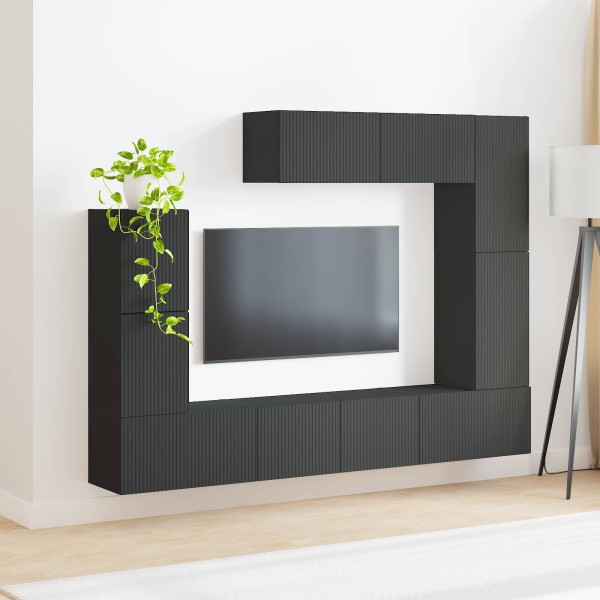 TV cabinet set 5 pcs Black Processed wood