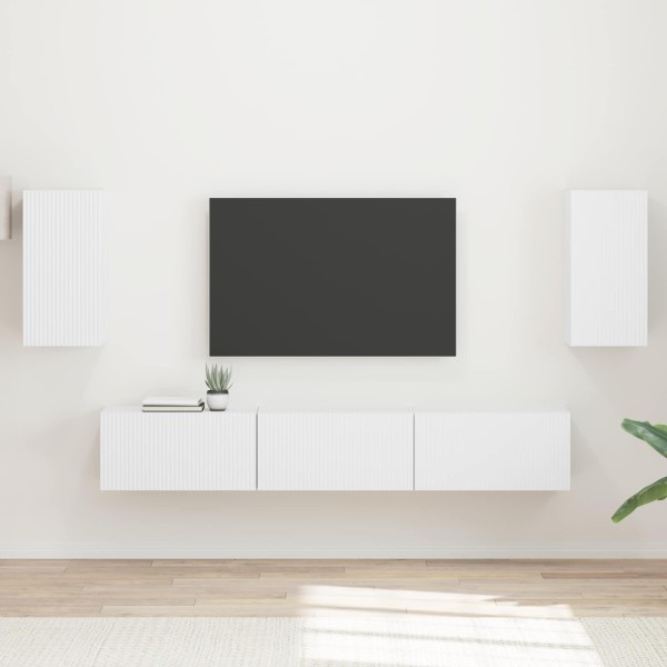 TV cabinet set 5 pcs White Processed wood