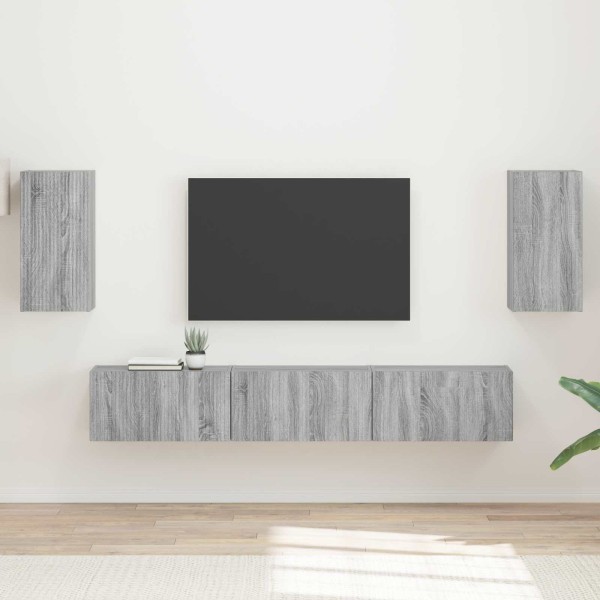 TV cabinet set 5 pcs Gray Sonoma Processed wood