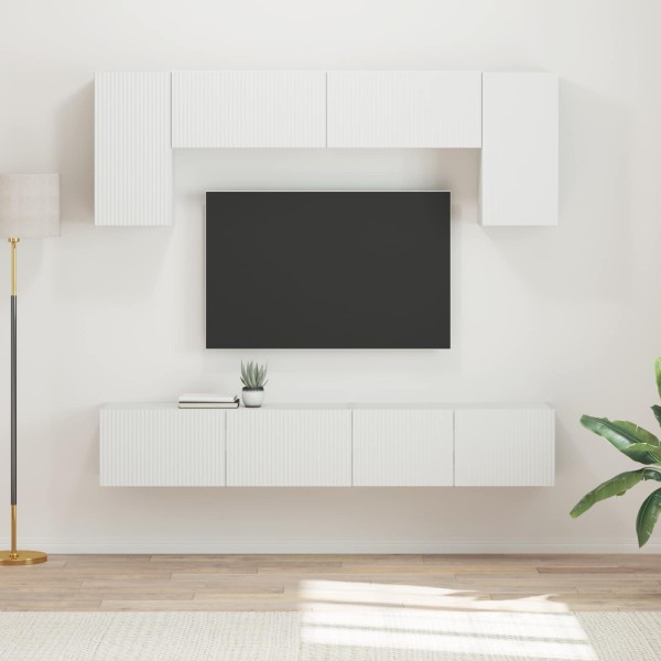TV cabinet set 4 pcs White Processed wood