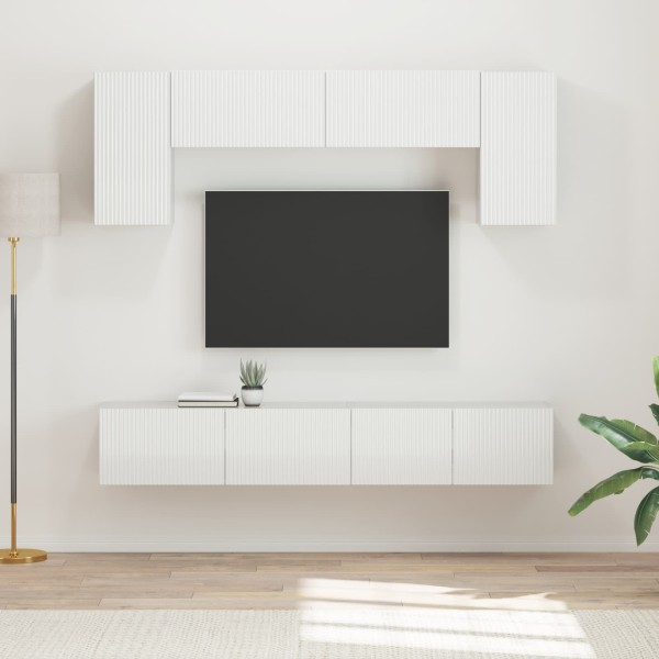 TV cabinet set 4 pcs High gloss white