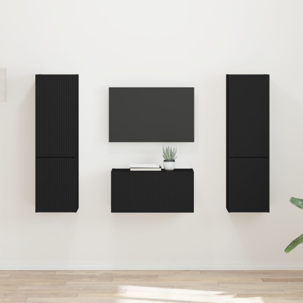 TV cabinet set 5 pcs Black Processed wood