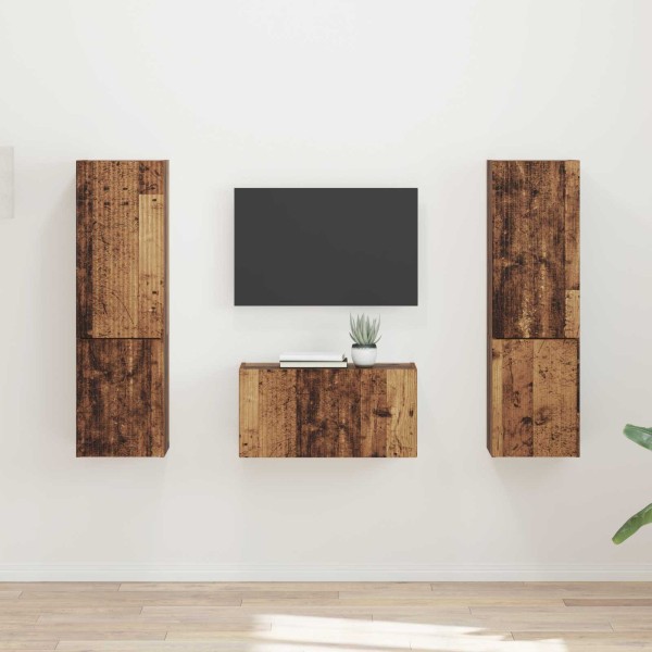 TV cabinet set 5 pcs Ancient wood Processed wood