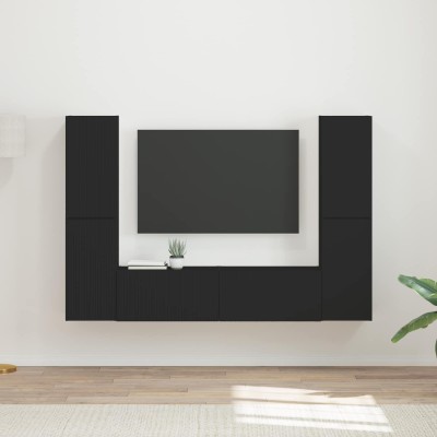 TV cabinet set 6 pcs Black...