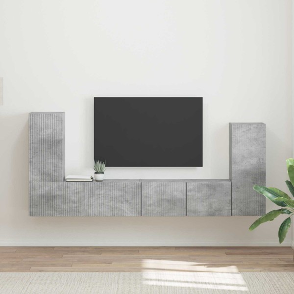 TV cabinet set 4 pcs Concrete gray Processed wood