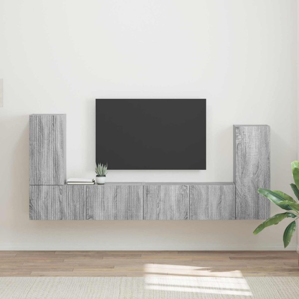 TV cabinet set 4 pcs Gray Sonoma Processed wood