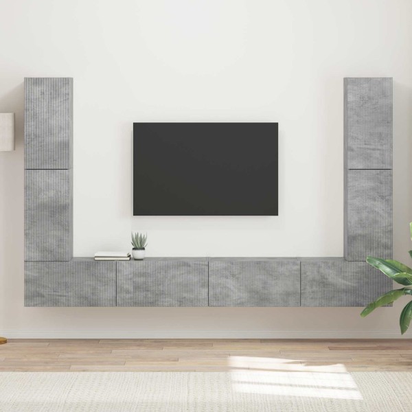 TV cabinet set 8 pcs Concrete gray Processed wood