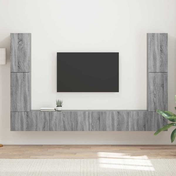TV cabinet set 8 pcs Gray Sonoma Processed wood