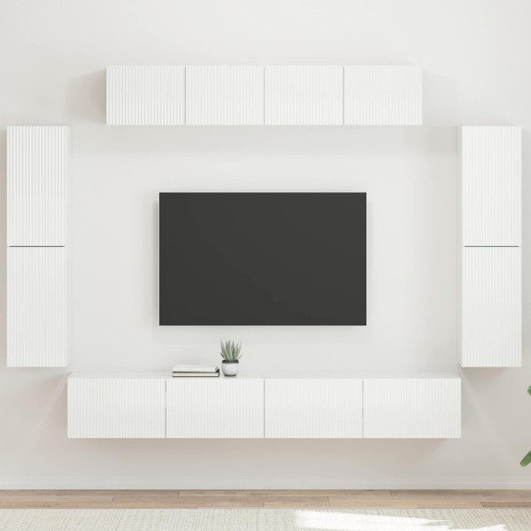 TV cabinet 8 pcs High gloss white