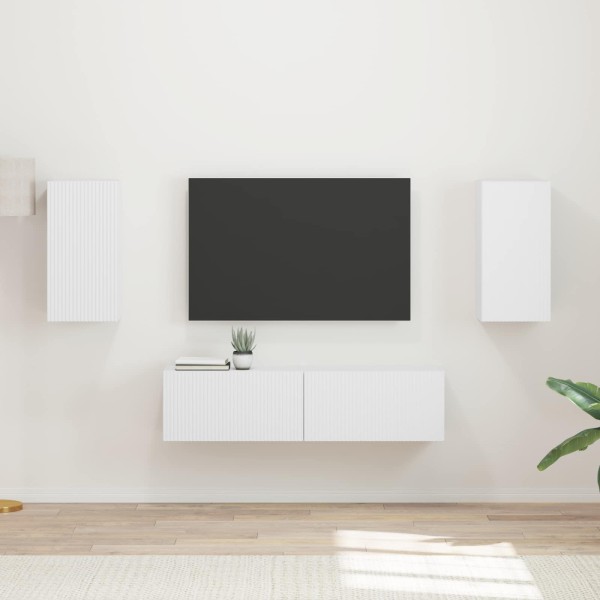 TV cabinet set 4 pcs White Processed wood