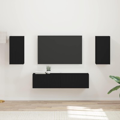 TV cabinet set 4 pcs Black...
