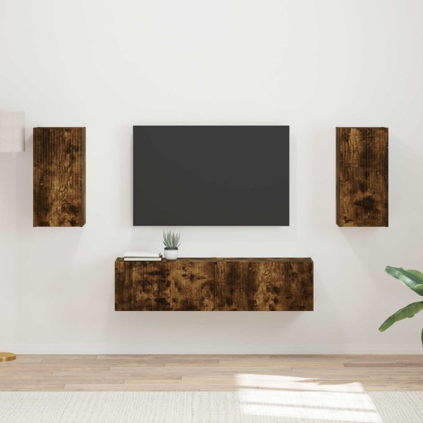 TV cabinet set 4 pcs Smoked oak Processed wood