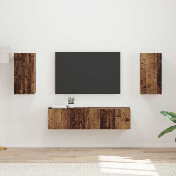 TV cabinet set 4 pcs Old wood Processed wood