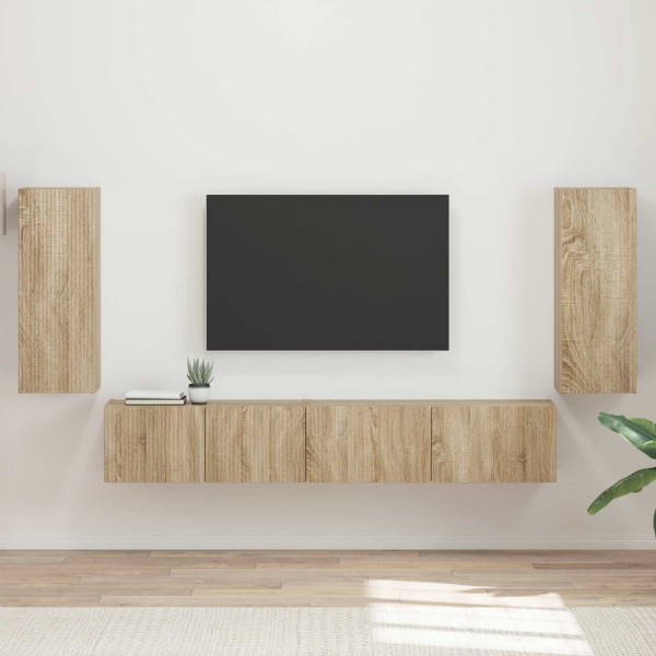 TV cabinet set 4 pcs Sonoma oak Processed wood