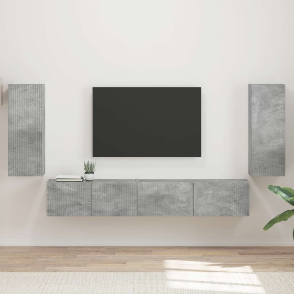 TV cabinet set 4 pcs Concrete gray Processed wood