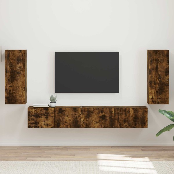 TV cabinet set 4 pcs Smoked oak Processed wood
