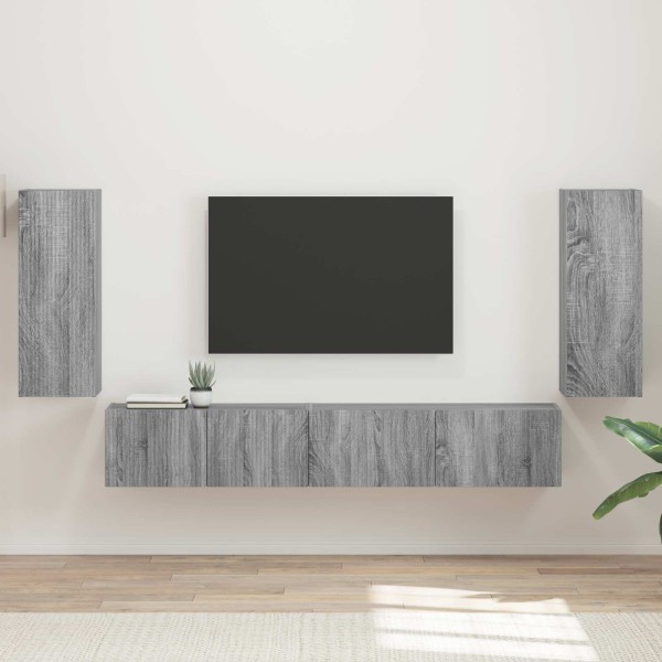 TV cabinet set 4 pcs Gray Sonoma Processed wood