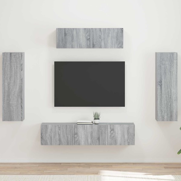 TV cabinet 5 pcs Gray Sonoma
