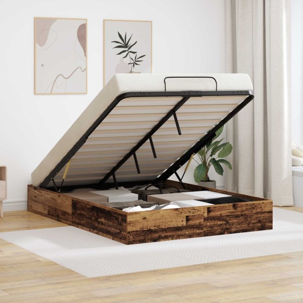 Ottoman bed frame with storage Old wood 193 x 120 x 25 cm