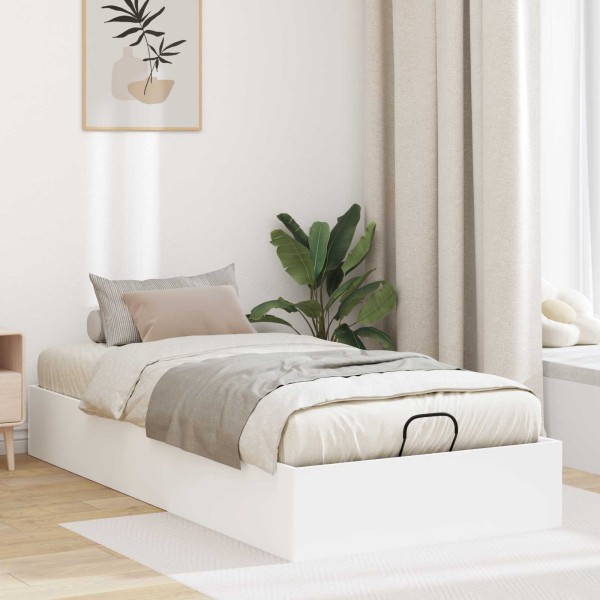 Ottoman bed frame White 75.5 x 190 cm Artificial wood