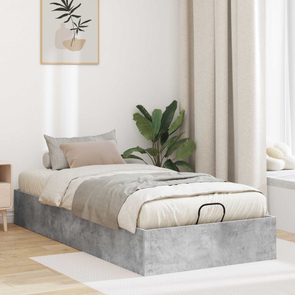 Ottoman bed frame Concrete Gray 75.5 x 190 cm Artificial wood