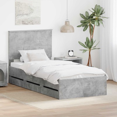 Bed frame Concrete gray 90...